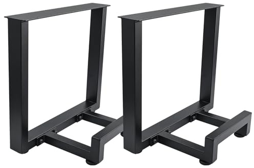 Homtone 2er-Set Schwerlast Metall Tischbeine, Industrielle Stahl Bankbeine Tischfüße für DIY Couchtisch, Kompatibel für eine zusätzliche Tischplatte, Schwarz (W45xH40 cm)