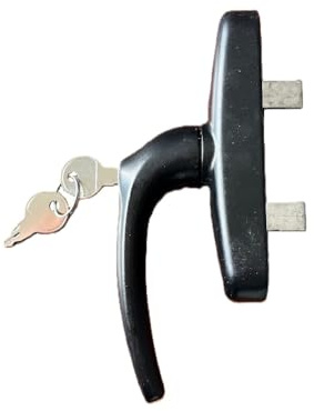 Genérico FHZ - Manilla con Cerradura – Cremona con llave - Cremona Manilla Europea con Llave - 2 Palas – Negra
