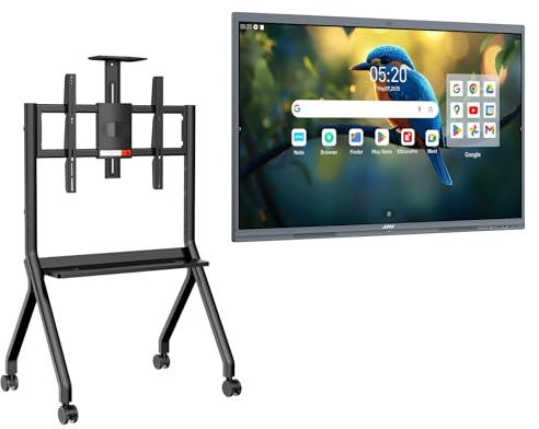 JAV Interactive Whiteboard 65 Inch Smart Board Stand Set Google EDLA Certified Android 14 with 4K UHD Touchscreen Digital Whiteboard 8+128 GB Built-in 48MP AI Camera Dual System for Office Classroom