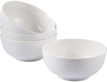 Winlauyet Set of 4 Cereal Ceramic Bowl 650 ml - Large Stoneware Versatile Bowls for Ice Cream, Desserts, Snacks, Salad, Ramen, Easy to Clean in the Dishwasher – Stackable Space Saving