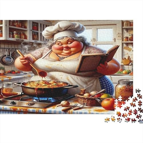 Lustiger Koch in der Küche 1000 Teile Puzzle Spiel Papier für Erwachsene Kocherlebnis Familienspaß Konzentration Stressabbau Dekor Geschenk 52x38cm/1000pcs