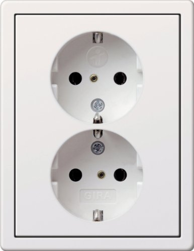 Gira 0783112 Doppel Schuko Kinderschutz Flächenschalter, reinweiß