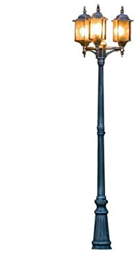 Konstsmide Milano 7244-759 Standleuchte / B: 57cm T: 57cm H: 230cm / 3x75W / IP43 / lackiertes Aluminium / schwarz/silber