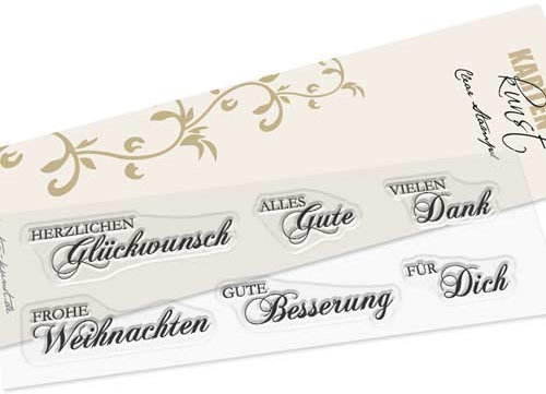 Karten-Kunst Clear Stamps KK-0011 Stempel Herzlichen Glückwunsch, Frohe Weihnachten, Gute Besserung, Vielen Dank, Für Dich, Alles Gute Silikonstempel