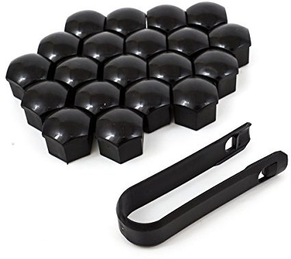 DIYI Radschraubenkappen SET Abdeckungen 20x Kappen-Set mit Abziehzange 17mm Radmuttern Kappen Radschrauben (Schwarz)