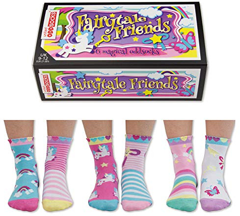 United Oddsocks Fairytale Friends Gift Box, 6 Magical Odd Socks for Kids