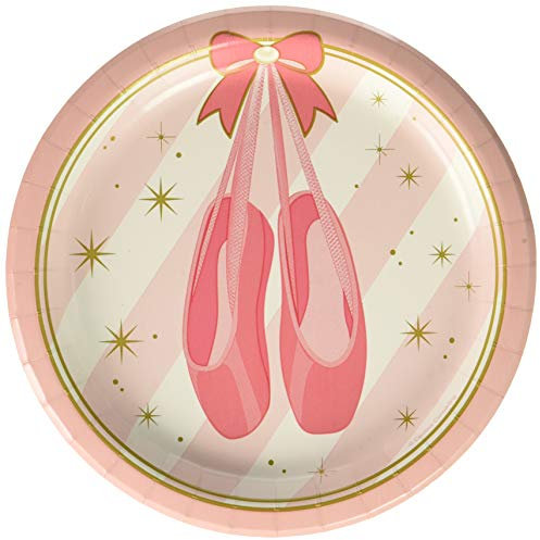 Creative Party Platos de almuerzo de papel para zapatos de ballet rosa, 8 unidades, 322219
