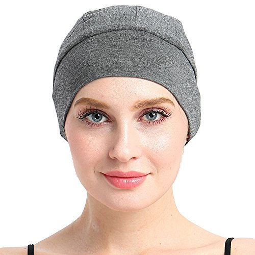 Bambus-Schlafkappe für Haarausfall, Kopfbedeckung für Chemo-Frauen, dunkelgrau, Einheitsgröße