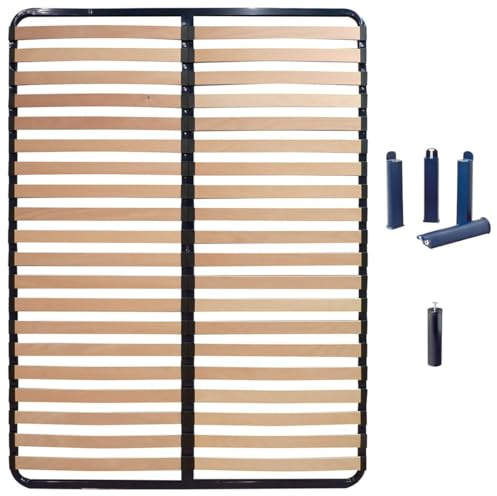 AltoBuy ALTOLATTES - Pack Sommier 2x20 Lattes 130x190cm + Pieds Bleus + Pied Central