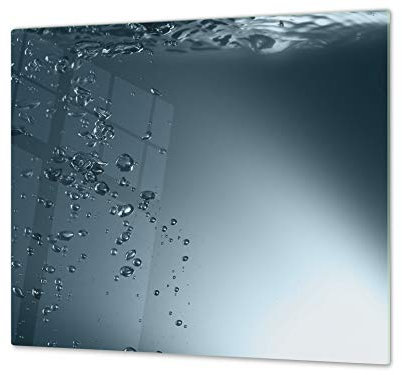 Tabla de Cortar y Cubierta de Cocina, Vidrio Resistente a Impactos y roturas; Medidas: Individual: 60 x 52 cm; Doble: 2 x 30 x 52 cm; D02 Water Series: Water 1