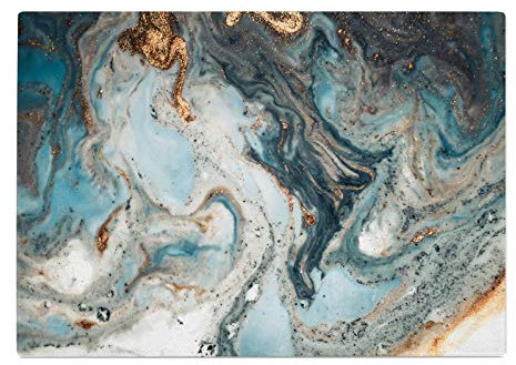 Blue Teal White Gold Marble Kitchen Worktop Protector Saver Glass Chopping Board