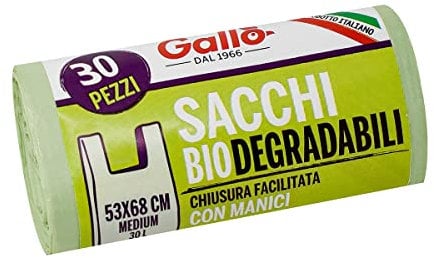 GALLO Cierre de bolsas biodegradables y compactas con asas, 53 x 68 cm 30 L Medium