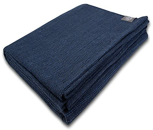 Craft Story Decke Yara - Tagesdecke aus 100% Baumwolle - Sofadecke, Wohndecke & Baumwolldecke - Dunkelblau Uni, ca. 170 x 220 cm