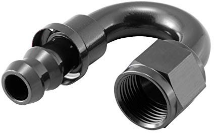 Alu Fitting AN8 Push-On 180° 3/4-16UNF | Schwarz