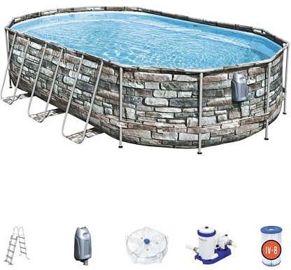 BESTWAY Piscine hors sol ovale Power Steel Comfort Jet 610 x 366 x 122 cm