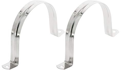 Aopin 90mm Rigid Pipe Strap Clamp 2 Holes Strap U Bracket Tube Strap Tension Clips 201 Stainless Steel, for Pipe Fixing, Silver, 2Pcs