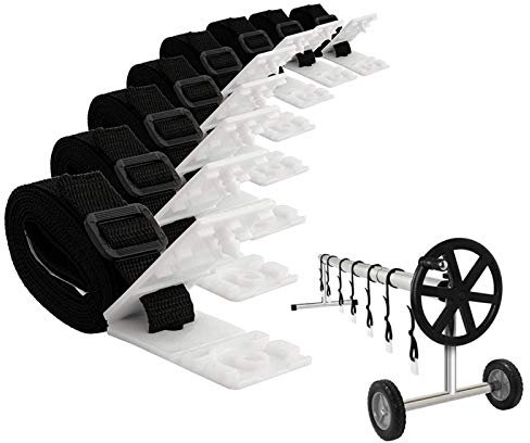 Enrollador para Piscinas, Piscina Solar Escudo Carrete Accesorio Kit, Solar Kit De Fijación De La Cubierta del Carrete, Manta Solar Correas Kit para Universal En Piscina De Tierra
