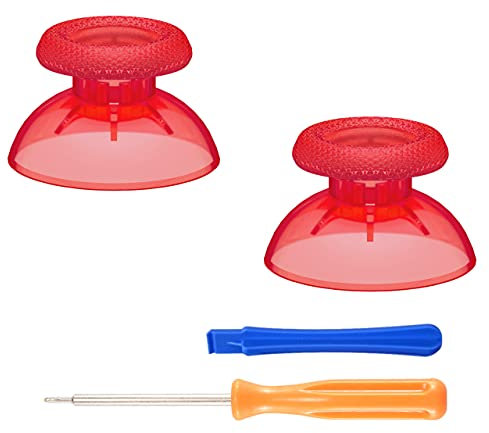 eXtremeRate Joysticks para ps5 para ps4 Control Palancas Analogicos Joystick Reemplazable para ps5 Repuesto para Pulgar Thumbsticks para ps4 Slim Pro Mando (Transparente Rojo)