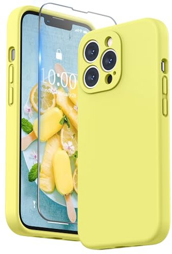SURPHY Liquid Silicone Case for iPhone 13 Pro Case, Individual Protection for Each Lens Shockproof Rubber Full Body Thickened Design for iPhone 13 Pro 6.1 inch 2021, Yellow