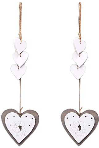 2 Stück Deko Herz Hänger Holz Herzhänger Herz Anhänger Holzherzen Fensterdeko Fesnterhänger Mitbringsel Hochzeitsdeko Raumdeko Hängedeko Wanddeko Holz-Deko Geschenk für Wohnzimmer Fenster,Stil #4