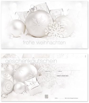 GESCHENKGUTSCHEINcom by POS-HAUER. 50 Gutscheine. Blanko zum Selberausfüllen. Für Weihnachten, für Firmen mit Weinachtsmotiv.