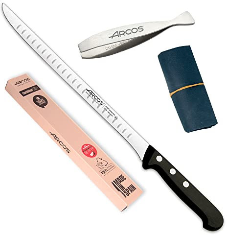 Arcos jamonero profesional alveolos | incluye pinza para jamón | cuchillo jamonero cuchillo jamonero alveolos cuchillos profesional| Acero Inoxidable Nitrum 240 mm