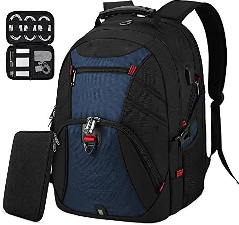 NEWHEY Sac à Dos Homme 18,4 Pouces avec Sac Électronique Sac a Dos PC Ordinateur Portable 18 Pouces Grande Sac à Dos de Voyage d'affaires Collège (18,4 Pouces, Bleu)