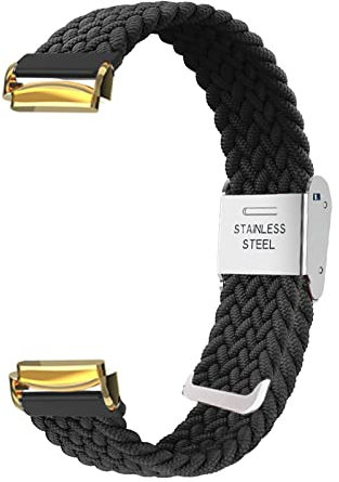 AireWiki Nylon Armband Kompatibel mit Fitbit Luxe Armband Keine Lücke Für Herren Damen Sport Stoff Ersatzband mit Uhrenarmband Für Fitbit Luxe (Schwarz,Gold Verbinder)