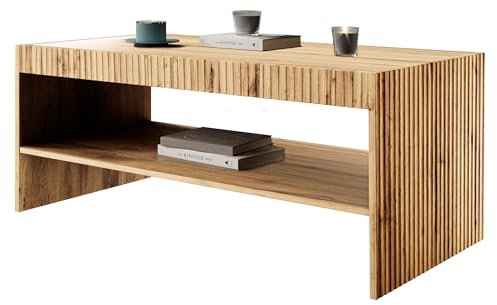 Mirjan24 Couchtisch Vailbo, Sofatisch mit Ablagefach, Tee Tisch, Kaffeetisch, Wohnzimmertisch, Beistelltisch (Eiche Wotan)