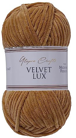 Utopia Crafts Velvet Lux Chenille Super Soft Chunky Yarn for Knitting and Crochet, 100g - 110m (Warm Brown)