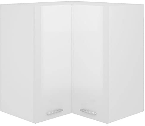 WIFESE Eckhängeschrank 57x57x60 cm Küchenschrank Küchenzeile Wandschrank Für Wohnzimmer Küche Schrank Einbauküche Badezimmermöbel Badezimmerschrank Cabinet Hängend Hochglanz Weiß Holzwerkstoff