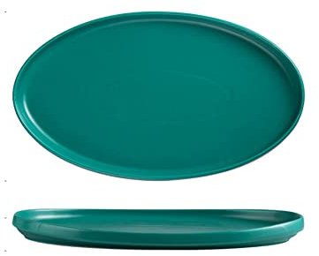 Plato ovalado grande de cerámica para el hogar de color sólido verde Plato de bistec de estilo europeo Plato de pasta Plato de sushi Plato de pollo asado Plato de verduras Plato de pescado