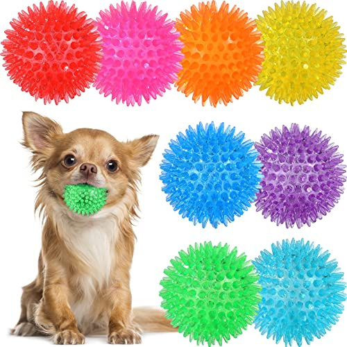 VITEVER Quietschende Hundespielzeugbälle für kleine und mittelgroße Hunde, Kauspielzeug für Welpen, Kauspielzeug zum Zahnen, stachelige Hundebälle für kleine Hunde, langlebiges Hundespielzeug für