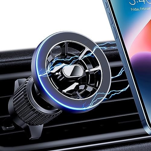 Fits Magsafe Car Mount, [Powerful Magnets] Magnetic Phone Holder for Car [Non-Blocking] Vent Cell Phone Holder Car Mount for iPhone 14 13 12 Pro Max Mini MagSafe Case & All Phones Automobile Cradles
