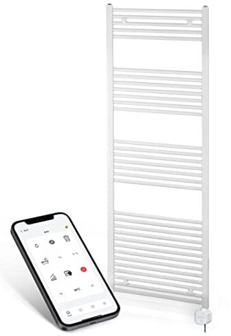 anapont Elektrischer Badheizkörper 1475x600 Handtuchheizkörper – Timer - Handtuchradiator, IPx5, komplett montiert – Atmosphäre & Komfort im Bad (mit Zeitschaltuhr)