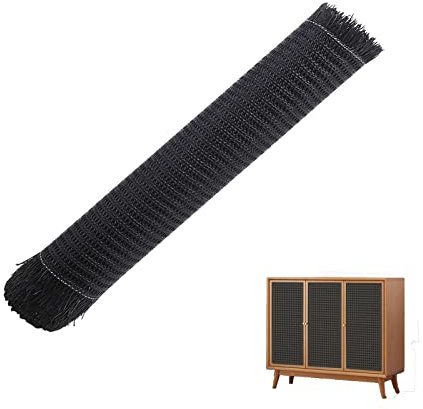TWSOUL Wiener Geflecht, 1m*45cm Schimmelfest Breite Rattan Gurtband, Wasserdicht Plastik Wabengeflecht, Stuhl Wiener Geflecht für DIY-Projekte (1m*45cm, Black)