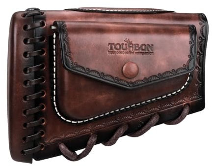 Tourbon Handgefertigte Ledergewehr Schrotflinte Wangenauflage mit Munitionhalter, Tasche für Rechtshänder