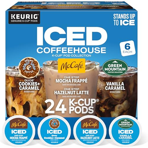 The Original Donut Shop® K-Cup Iced Duos Cookies and Caramel Coffee - Compatible with Keurig Brewer - Medium - 24 / Box