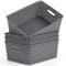 Winter Shore Kunststoff-Korb Aufbewahrung Grau [4er-Pack] - Körbe Aufbewahrung im Gewebten Design für Schrank, Küchenregal, Unter der Spüle, Waschküche, Schlafzimmer, Badezimmer - 29 x 22,5 x 12 cm