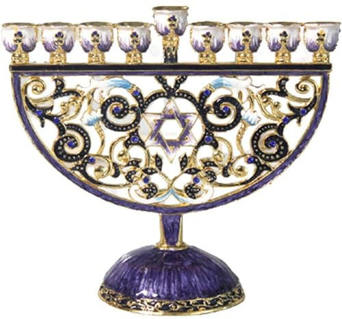 Wudaizhi Emaille Hanukkah Menorah Kerzenleuchter Antike Kerzenhalter Partyornamente Geschenk