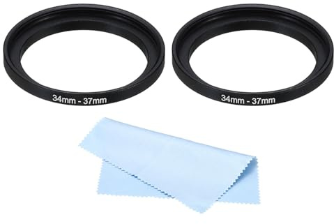 PATIKIL 2er Pack 34mm-37mm Metall Step-Up-Ring mit Reinigungstuch | Kamera-Objektivadapterring Aluminium Filteradapterring, für Kameraobjektive