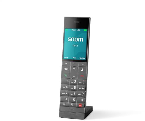 Snom HM2 Schnurloses DECT-Festnetztelefon - Elegantes IP-Mobilteil mit 2,8-Zoll-Farbdisplay, Antibakterieller OberfläChe, bis zu 7 h Gesprächszeit, PoE, Für HM201, Bis 4 Mobilteile Pro Basis