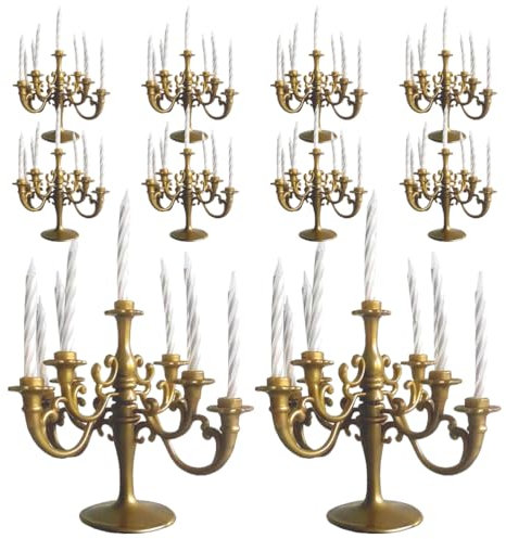 LUOZZY 10pcs Plastic Candle Holder Stand Mini Candlestick Cake Candelabra Taper Candlestick Cake Topper Desk Ornament for Wedding Birthday Party