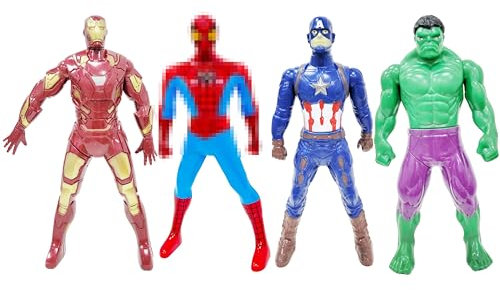 Marvl Avenger 18cm Cartoon Action Figuren 4 Stück, Spider Iron Hulk Captain, Modell Actionfigur Anime Charakter Figure Action Statue Figures Collection Dekoration Ornamente Puppe