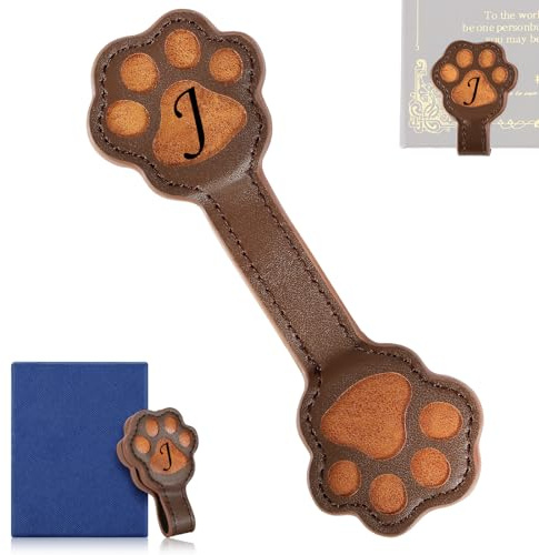 Incycall Lesezeichen Magnetisch aus Leder mit süßen Initialen - Vintage Clip Bookmark für Leser, Kinder und Buchliebhaber (Initialen J)