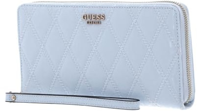 GUESS Damen Geldbörse Adi Cheque Organizer, Klassisch, Sky Blue, Polyurethan, Elegant, Metall-Logo, Abnehmbare Handgelenkband, Reißverschluss, Mehrere Kartenschlitze, 21 x 10 x 2,5 cm