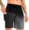 APTRO Herren Badehose Lang mit Kompression Liner Schnelltrocknend Badeshorts Schwimmhose 2 in 1 Badehosen mit Reißverschlusstasche Innenhose Surfen Strandhose Farbverlauf Schwarz MK352 L
