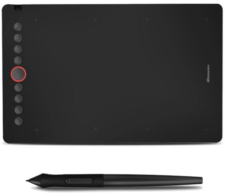 Jemora Tablette de Dessin Graphique numérique 9,45 x 6,1 Pouces Zone de Travail 8192 Niveaux 330 PPS avec Stylet sans Batterie Prise en Charge PC/téléphone Portable Connexion pour Ordinateur