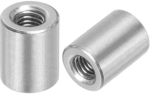 QUARKZMAN 10 Stück M6 Runde Verbindungsmuttern, 304 Edelstahl Kupplungsmutter 15mm Länge Hülse Stange Stiftmutter für Halterung, M6x15x10mm