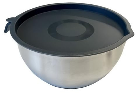 Michelino Edelstahl Rührschüssel Serie Tobias Rührschale mit Deckel Silikongriff und Silkonboden (1,25 Liter/Ø 17,5 cm), 46507-09